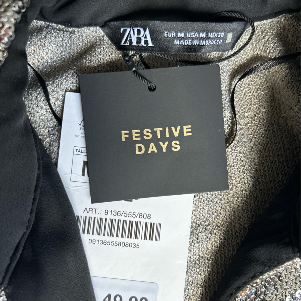 Zara sequins bottom down shirt